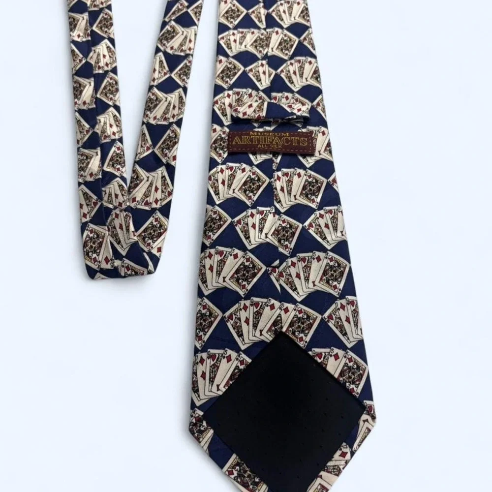 Vintage 90s Museum Artifacts‎ Classic Mens Silk Necktie Suite Poker Hand Necktie